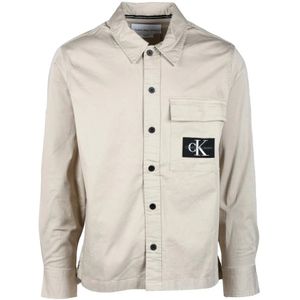 Calvin Klein Jeans, Heren, Overhemden, Beige, Maat: S Katoen,