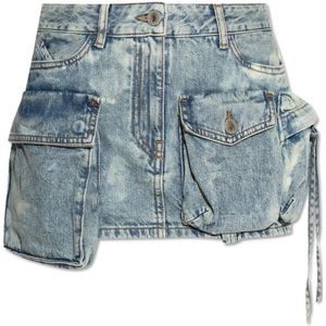 The Attico - Korte Denim Cargo Rok - Lichtblauw - 100% Katoen