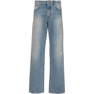 Balmain Wijde blauwe spijkerbroek , Blue , Heren , Maat: W29