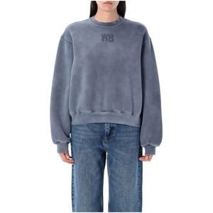 T by Alexander Wang, Dames, Sweatshirts & Hoodies, Blauw, Maat: L Katoen,