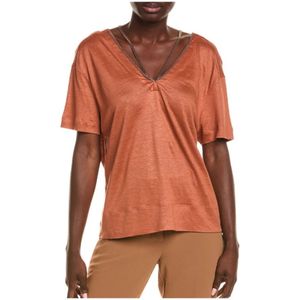 Brunello Cucinelli, Dames, Tops, Oranje, Maat: L