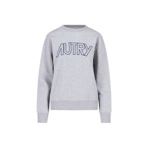 Autry Geborduurde Logo Sweater , Gray , Dames , Maat: XS