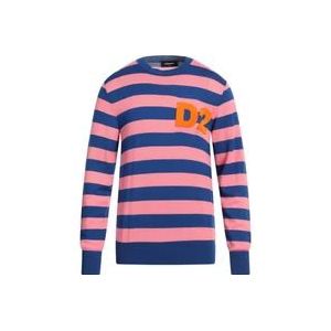 Dsquared2 Gestreepte Logo Trui Blauw/Roze , Multicolor , Heren , Maat: M