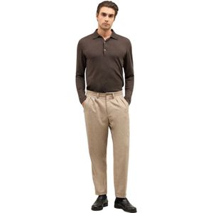 Boglioli, Heren, Broeken, Beige, Maat: L Flanel,