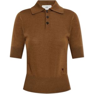 Ami Paris, Dames, Tops, Bruin, Maat: 2XS Zijde,