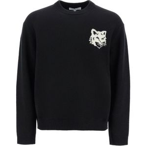 Maison Kitsuné, Heren, Truien, Zwart, Maat: S Wol,