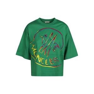Moncler Groene T-Shirt , Green , Dames , Maat: XS