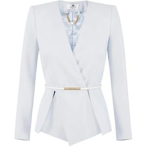 Elisabetta Franchi, Dames, Jassen, Blauw, Maat: XS Satijn,