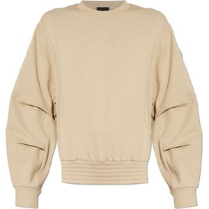 Moncler, Dames, Sweatshirts & Hoodies, Beige, Maat: M Katoen,