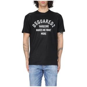 Dsquared2, Heren, Tops, Zwart, Maat: M