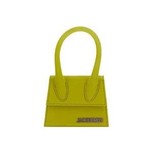 Jacquemus Neon Gele Leren Mini Tas , Yellow , Dames , Maat: ONE Size