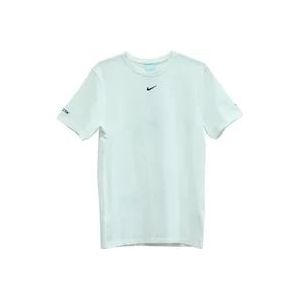 Nike Premium Katoenen T-shirt met Swoosh Branding , White , Dames , Maat: S
