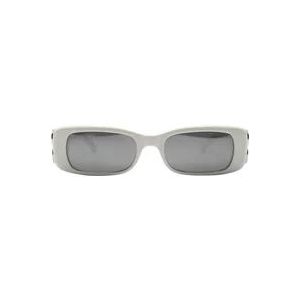 Balenciaga Rechthoekige zonnebril van wit acetaat , White , Dames , Maat: ONE Size