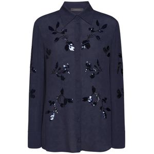 Elena Mirò, Dames, Blouses & Shirts, Blauw, Maat: M Viscose,