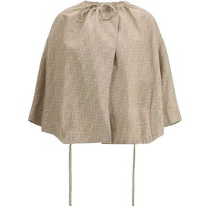Fendi, Dames, Blouses & Shirts, Beige, Maat: M Katoen,