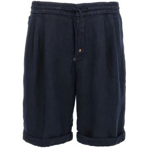 Brunello Cucinelli, Heren, Korte broeken, Blauw, Maat: 2XL Linnen,