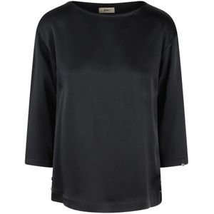 Herno, Dames, Blouses & Shirts, Zwart, Maat: XS Viscose,