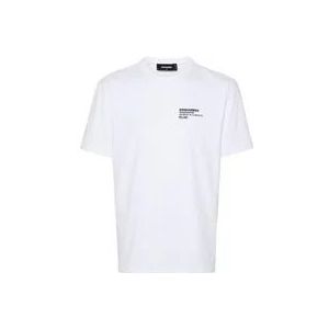 Dsquared2 Katoenen Jersey Crew Neck Logo T-Shirt , White , Heren , Maat: S