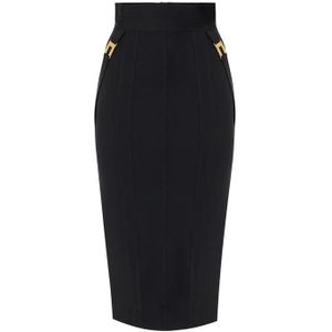 Elisabetta Franchi, Dames, Rokken, Zwart, Maat: L Polyamide,