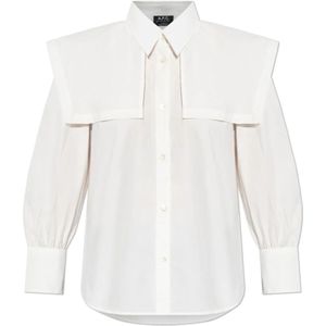 A.p.c., Dames, Blouses & Shirts, Beige, Maat: S Katoen,