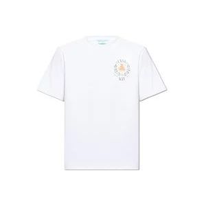 Casablanca Bedrukt T-shirt , White , Heren , Maat: L