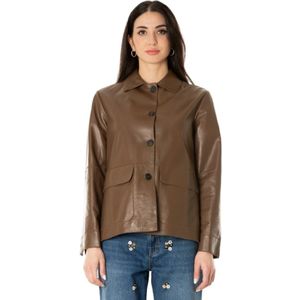 Weekend Max Mara, Dames, Jassen, Bruin, Maat: M Leer,