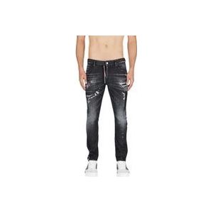 Dsquared2 Skater Jeans met Dubbele Rits Detail , Black , Heren , Maat: M