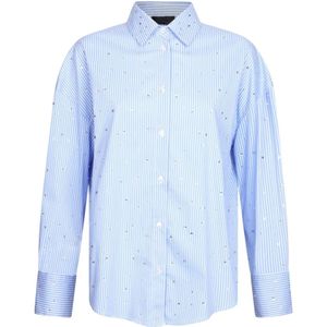 Liu Jo, Dames, Blouses & Shirts, Blauw, Maat: L Katoen,