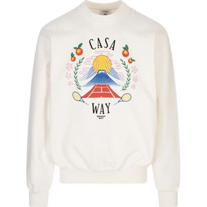 Casablanca, Heren, Sweatshirts & Hoodies, Wit, Maat: L Katoen,