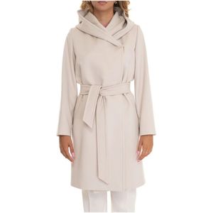 Max Mara Studio, Dames, Mantels, Wit, Maat: XL Wol,