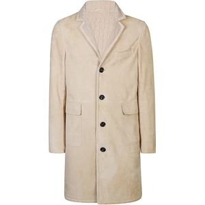 Eleventy - Suède Jas - Beige - Heren - Met Opstaande Kraag