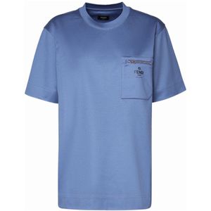 Fendi, Heren, Tops, Blauw, Maat: XS Katoen,