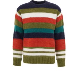 Dsquared2 Heren Gebreide Trui met Contraststrepen , Green , Heren , Maat: M