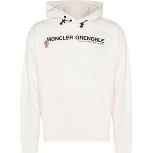 Moncler, Heren, Sweatshirts & Hoodies, Beige, Maat: S Katoen,