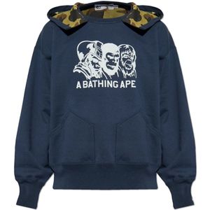 A Bathing Ape, Heren, Sweatshirts & Hoodies, Blauw, Maat: L Katoen,