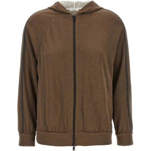 Brunello Cucinelli, Dames, Sweatshirts & Hoodies, Bruin, Maat: L Katoen,