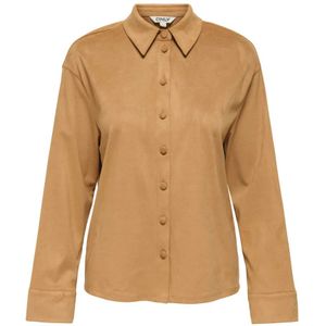 Only, Dames, Blouses & Shirts, Bruin, Maat: M Suède,