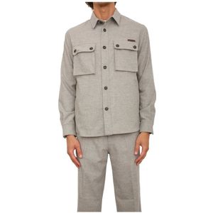 Paolo Pecora, Heren, Overhemden, Beige, Maat: S Wol,