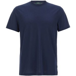 T-shirts - Blauw - Cotton Short Sleeve Crew Neck T-shirt