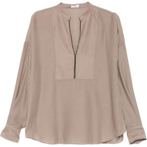 Brunello Cucinelli, Dames, Blouses & Shirts, Bruin, Maat: M
