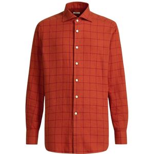 Kiton, Heren, Overhemden, Rood, Maat: 3XL Flanel,