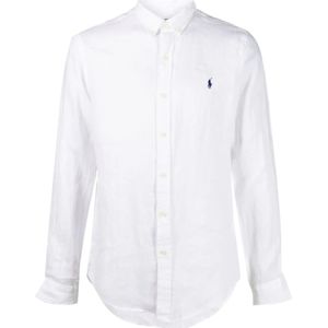 Polo Ralph Lauren, Heren, Overhemden, Wit, Maat: 2XL Linnen,