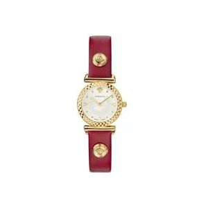 Versace Mini Vanity Leren Horloge Rood Goud , Multicolor , Dames , Maat: ONE Size
