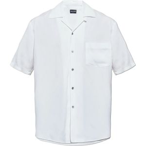 Giorgio Armani, Heren, Overhemden, Wit, Maat: M Leer,