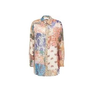 Zimmermann Oversized Zijden Shirt , Beige , Dames , Maat: S