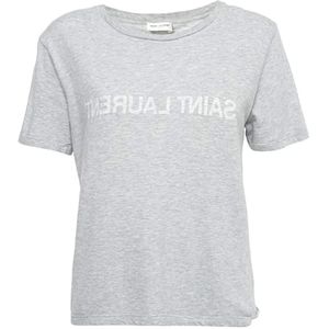 Saint Laurent, Dames, Tops, Grijs, Maat: 2XL Katoen,