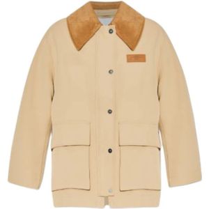 Ganni, Dames, Jassen, Beige, Maat: L Katoen,