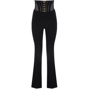 Elisabetta Franchi, Dames, Broeken, Zwart, Maat: XL