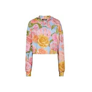 Balmain Vintage hoodie met Pastel Roses print , Multicolor , Dames , Maat: M