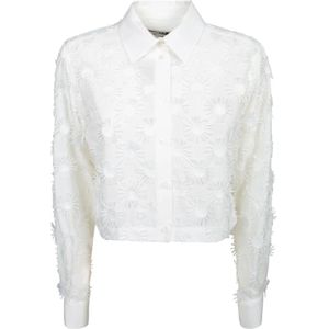Msgm - Blouse - Wit - Polyester-Katoen Mix